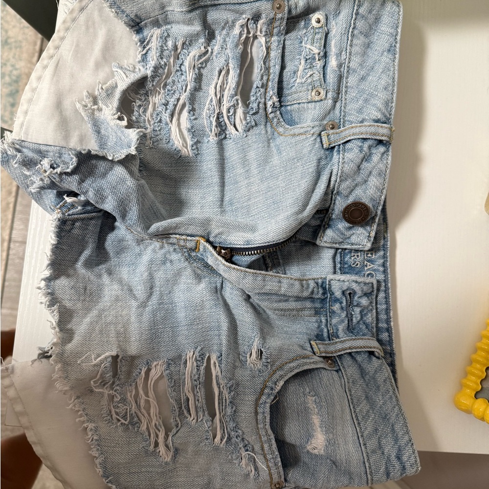 American Eagle Outfitters Light Blue Ripped Jean Shorts
